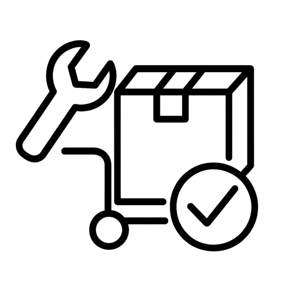 Icono de caja y herramienta que simboliza el servicio de entrega y armado de tienda de muebles para oficina